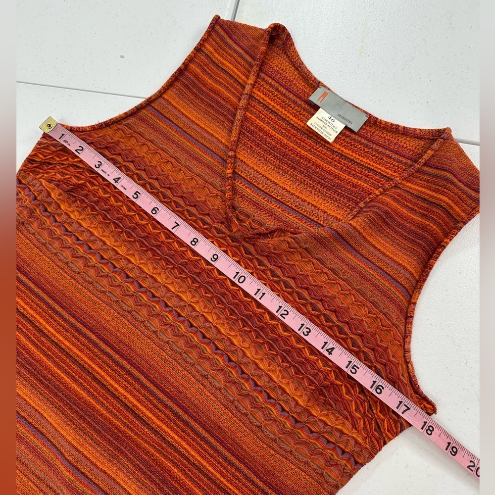 M Missoni Vintage 70s Style Knit Two Piece Orange Striped Tank Top Midi Skirt M - Picture 3 of 14